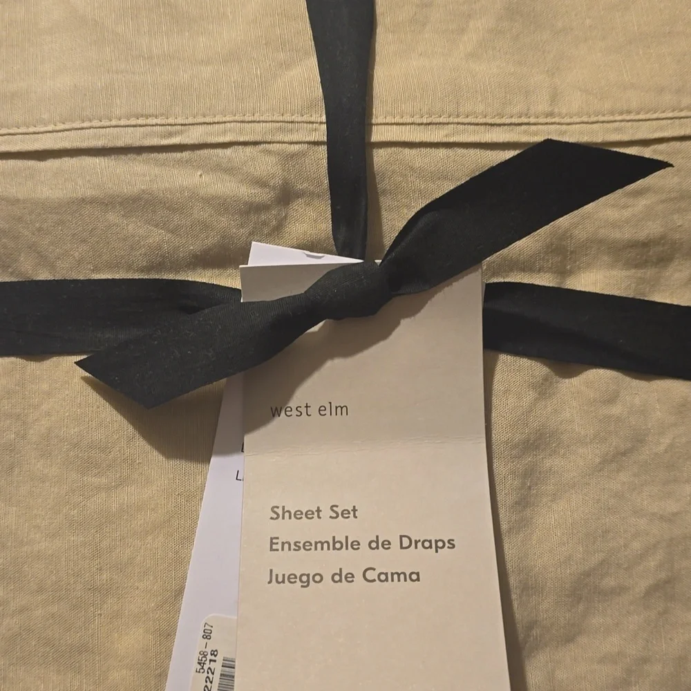 West Elm Signature Tencel Linen Sheet Set, Queen, Sand, Retail $249.00 USD